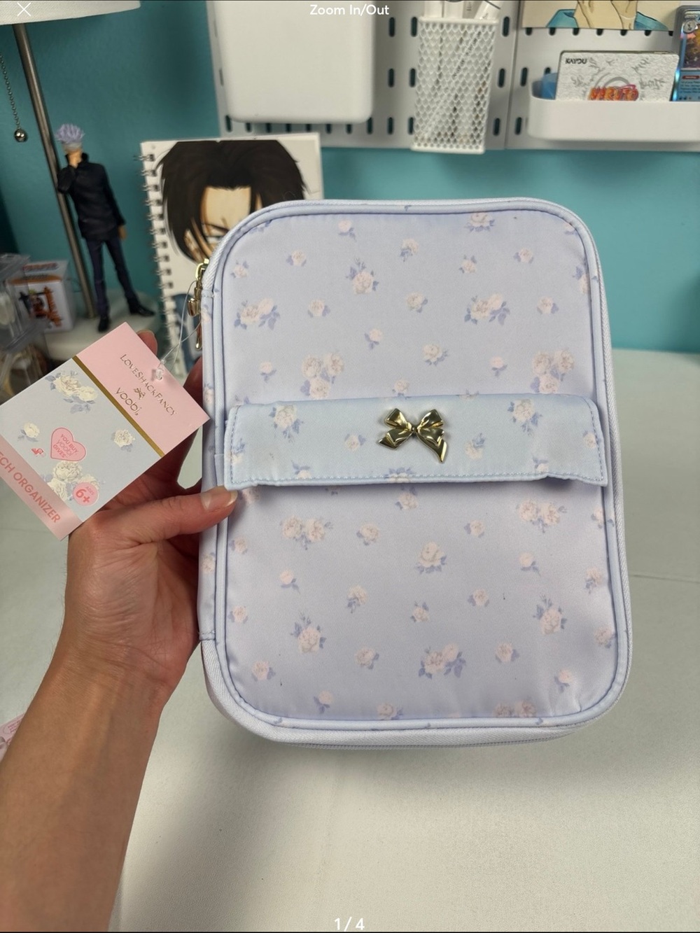 LoveShackFancy Light Lavender Floral Bow Travel Organizer